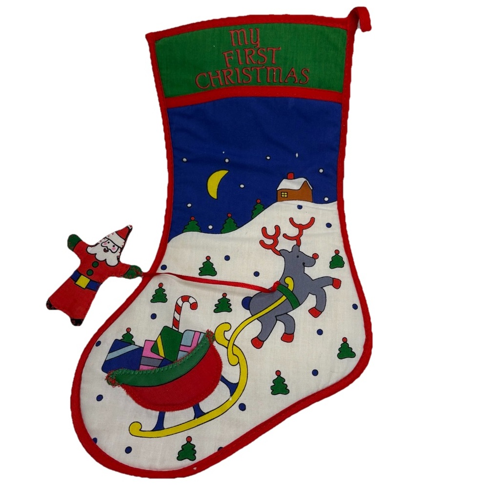 Lillian Vernon My First Christmas Stocking Vintage Holiday Decor Baby Newborn